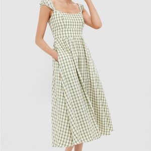 NWT Tuckernuck Green Gingham Midi Dress